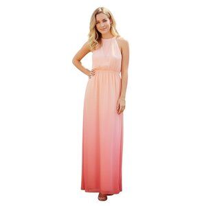 Lauren Conrad Dye Dipped Chiffon Maxi Dress 4 Flowy Beach Boho Vacay Resort Soft